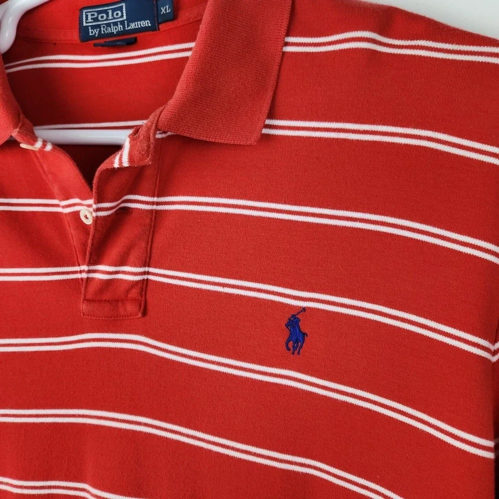 Polo Ralph Lauren‎ Mens XL Short Sleeve Polo Shirt Striped Logo Preppy Causal
